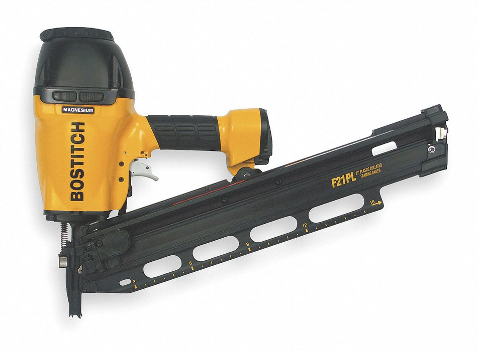Nail Gun: Framing, 21°, Plastic, Sequential, For 2 in to 3 1/2 in Nail Lg Range, 1/4 in NPT
