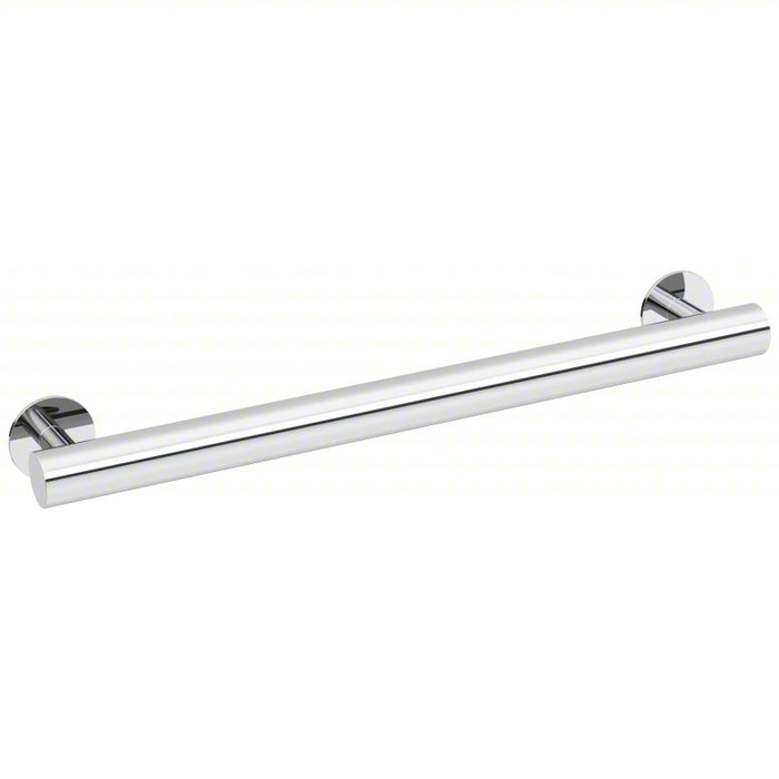 Grab Bar: Straight, 18 in Lg, 1 1/4 in Dia, Stainless Steel, Polished, Silver