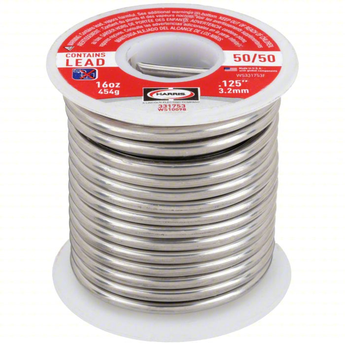 Solder Wire: 1/8 in x 1 lb, 50/50, 50% Tin, 50% Lead