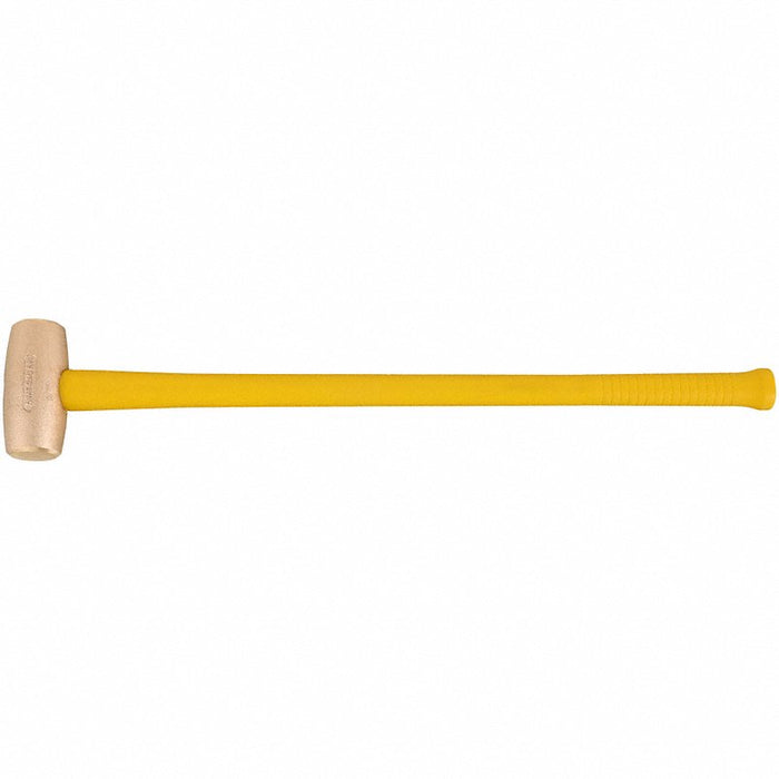 Soft-Face Sledge Hammer: Brass, Fiberglass Handle, 10 lb Head Wt, 4 in Dia, 32 in Overall Lg