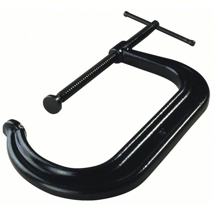 C-Clamp: 12 in Max. Opening, 6 1/4 in Throat Dp, Drop forged steel, Black, Regular Duty
