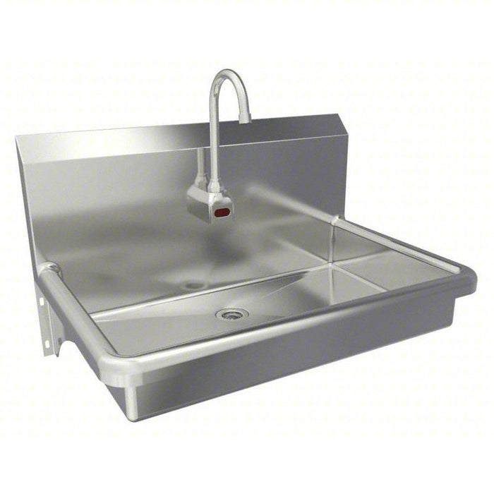 Hands-Free Wall Mounted Sink: Sani-Lav, 2 gpm Flow Rate, Splash, 27 in x 16 1/2 in Bowl Size, 16 ga