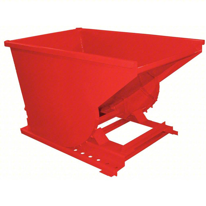 Self-Dumping Hopper: 67.5 cu ft Cubic Foot Capacity, 64 in Overall Lg, Red