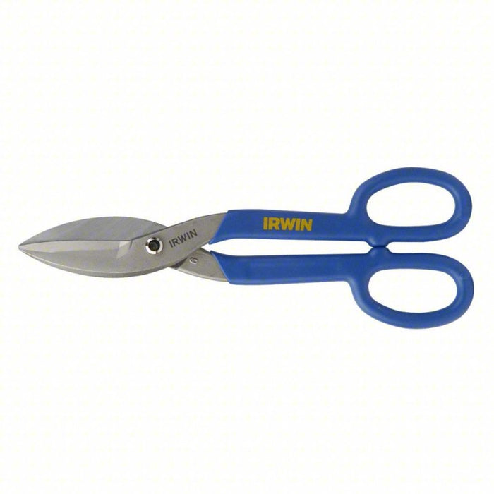 Tinners Snip: Straight, 12 3/4 in Overall Lg, 2 3/4 in Cutting Lg, Steel, Plastic, Steel
