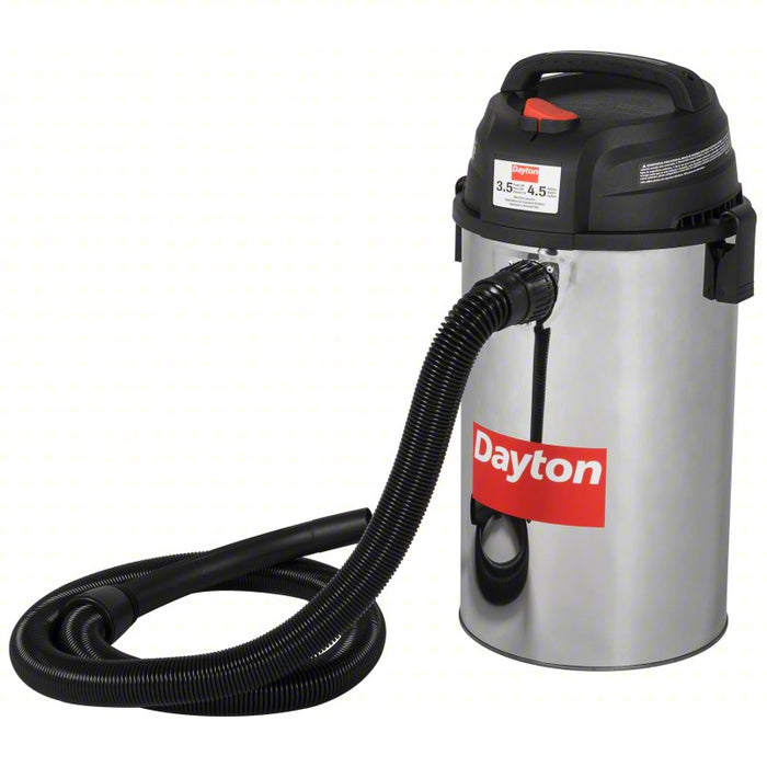 Shop Vacuum: 4 1/2 gal Tank Size, Stainless Steel, 1 1/4 in Vacuum Hose Dia.