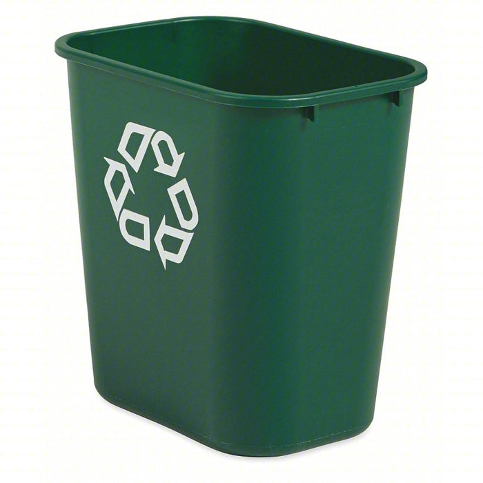 Recycling Wastebasket: Green, 7 gal Capacity, 10 1/2 in Wd/Dia