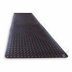 Static Dissipative Floor Mat: Conductive, 3 ft x 12 ft, Diamond Plate, Vinyl, Rubber Foam, Black
