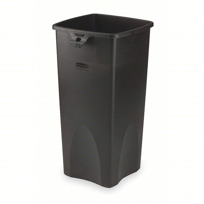Trash Can: Square, Black, 23 gal Capacity, 15 1/2 in Wd/Dia, 33 in Ht
