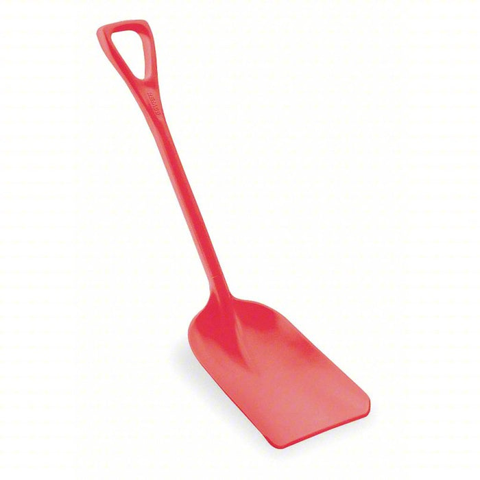 Hygienic Shovel: Square Point, Polypropylene, 11 in Blade Wd, 14 in Blade Lg, Red, 1-Piece