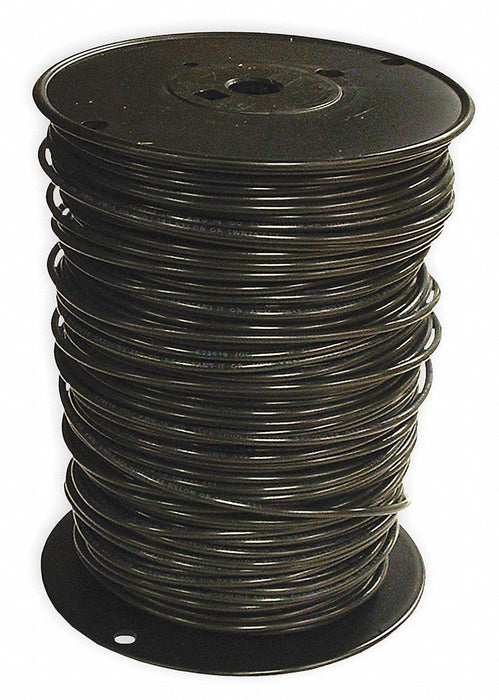 Building Wire: 10 AWG Wire Size, 1 Conductors, Black, 500 ft Lg, Solid, Nylon, PVC, Black