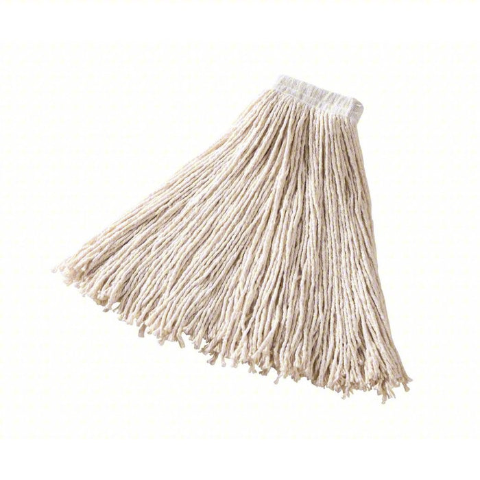 Wet Mop: Synthetic, 28 oz Dry Wt, 5 in Headband Size, White, 12 PK