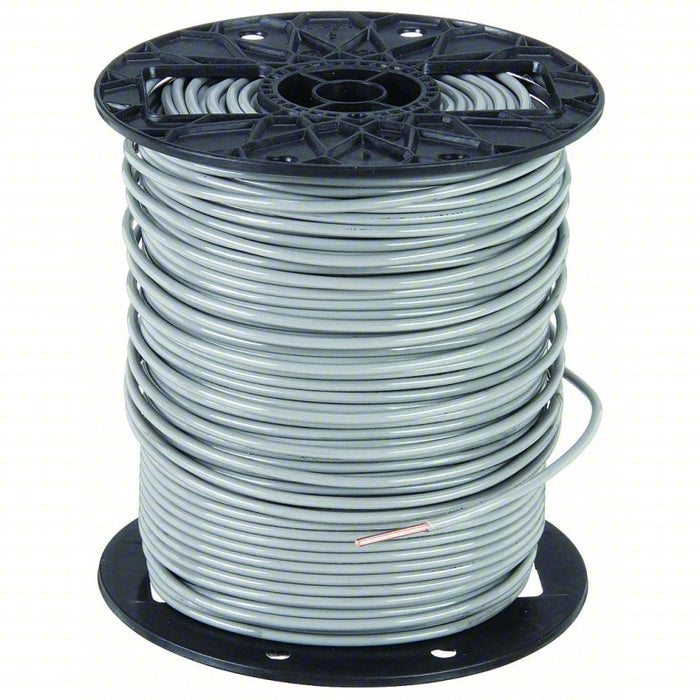 Building Wire: 12 AWG Wire Size, 1 Conductors, Gray, 2,500 ft Lg, Solid, Nylon, PVC, Gray