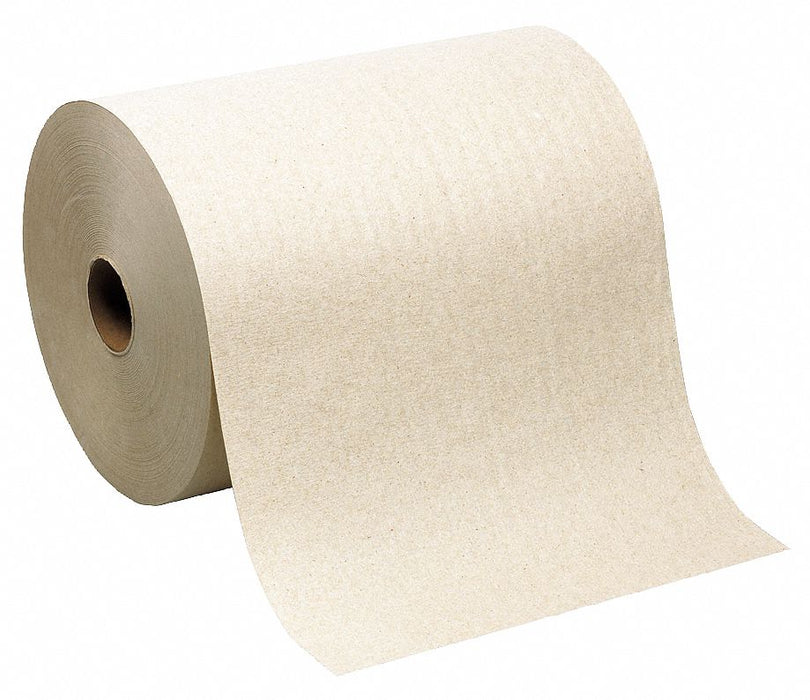 Paper Towel Roll: Brown, 10 in Roll Wd, 800 ft Roll Lg, Continuous Sheet Lg, 6 PK