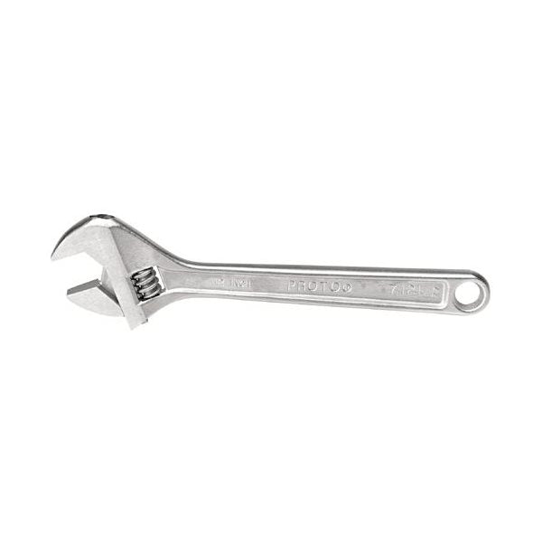 Adjustable Wrench: Alloy Steel, Chrome, 15 5/32 in Overall Lg, 2 1/16 in Jaw Capacity, Std