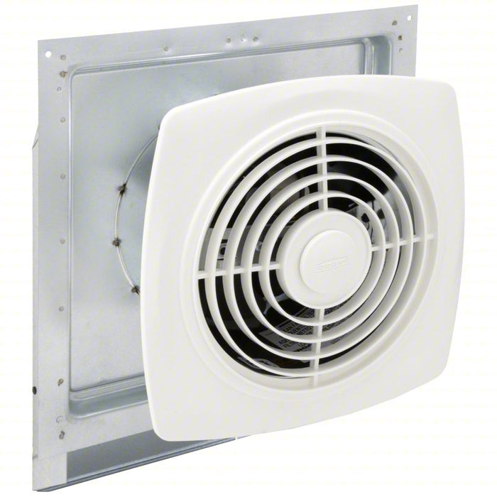 Exhaust Fan: 180 cfm, 195 sq ft Coverage, 8 in Duct, 9 sones, For 4 1/2 in to 9 1/2 in Wall Thick