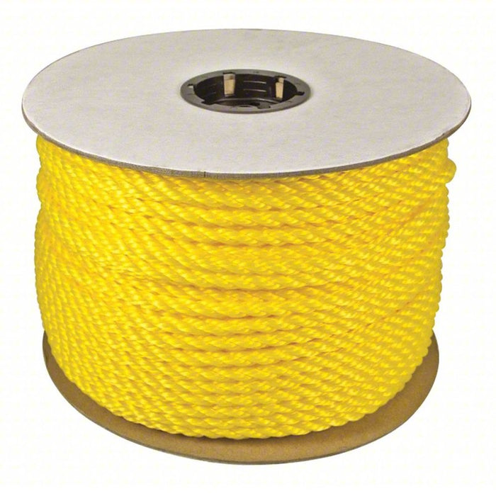 Rope: 1/2 in Rope Dia, Yellow, 600 ft Rope Lg, 347 lb Working Load Limit, Twisted