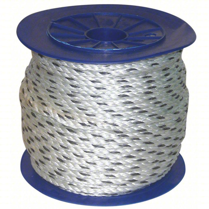 Rope: 5/8 in Rope Dia, Black Tracer/White, 600 ft Rope Lg, 790 lb Working Load Limit, Twisted