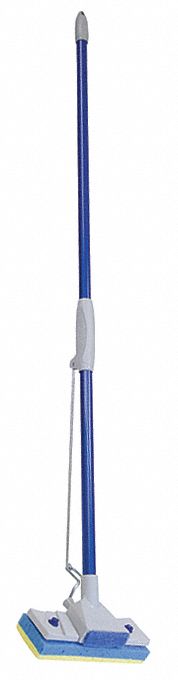 Wet Mop Kit: Screw-On Connection, 9 in Mop Head Wd, 3 in Mop Head Dp, Blue, Blue, Cellulose