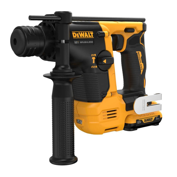 Cordless Rotary Hammer: D-Handle, 12V DC, SDS-Plus, 3/8 in max, 3.0 Ah, 1.1 Joules, 4,280 bpm