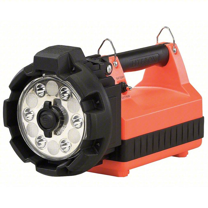 Industrial Lantern: Rechargeable, 5,300 lm Max Brightness, 1.8 hr Run Time at Max Brightness, Orange