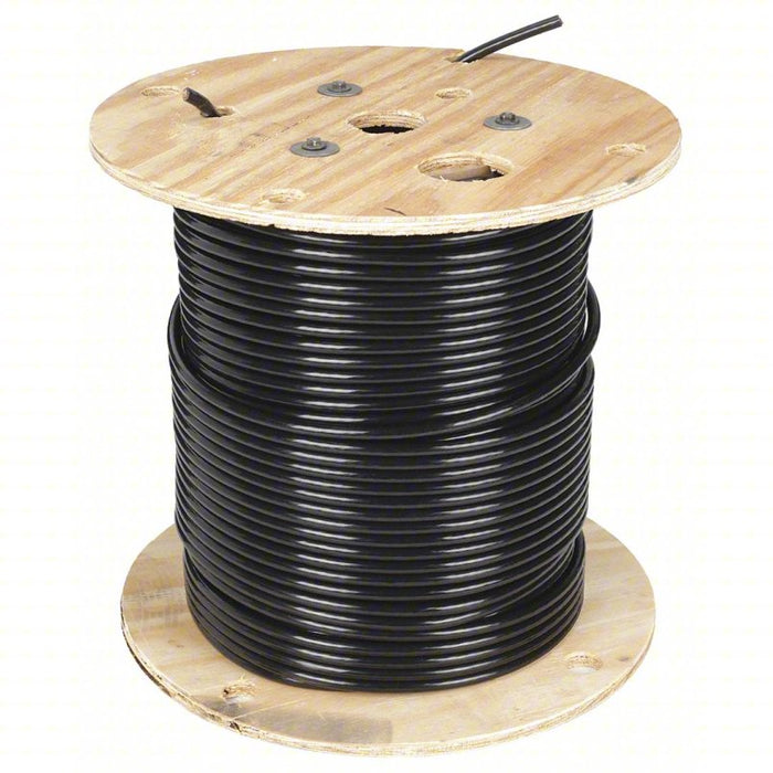 Building Wire: 2 AWG Wire Size, 1 Conductors, Black, 500 ft Lg, Stranded, Nylon, PVC