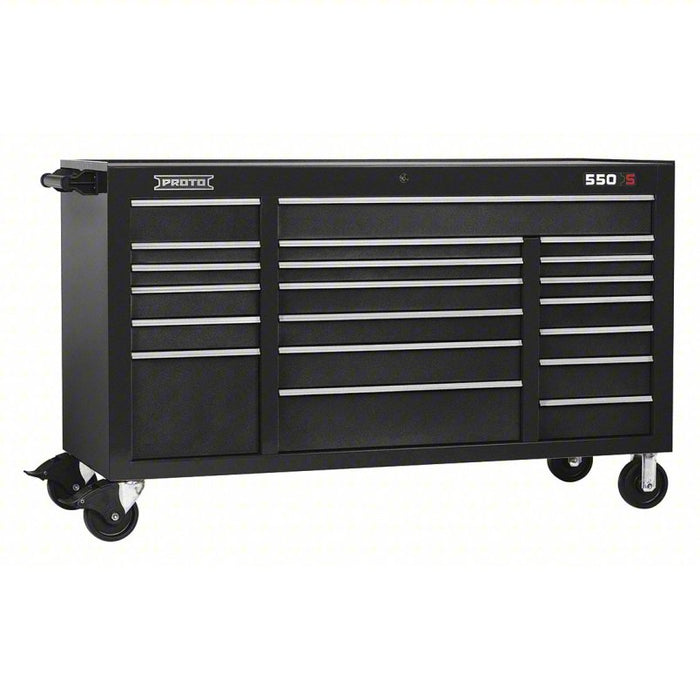 Rolling Tool Cabinet: Gloss Black, 67 in W x 25 1/4 in D x 41 in H, Black, Ball Bearing, Keyed