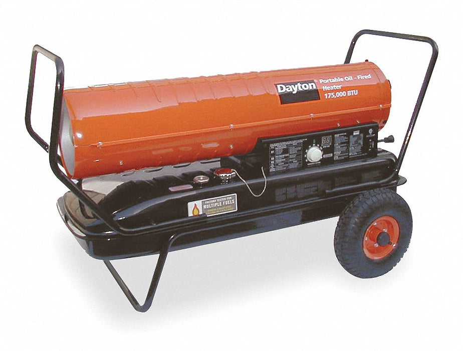 Portable Oil and Kerosene Torpedo Heater: Wheeled Mounted, 4,000 sq ft Heating Area