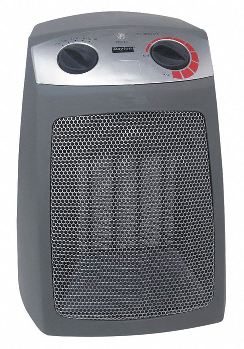 Portable Electric Heater: 650W/1000W/1500W, 3 Heat Settings, Gray, Non-Oscillating