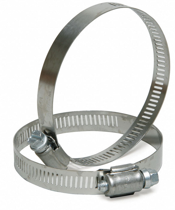Worm Gear Hose Clamp: 201 Stainless Steel, Perforated Band, 1 1/4 in – 3 1/4 in Clamping Dia, 10 PK