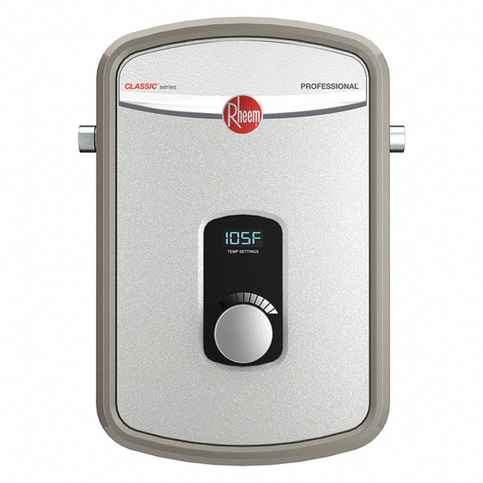 Electric Tankless Water Heater: Indoor, 11,800 W, 4.8 gpm Max. Flow Rate, 12.63 in Overall Ht