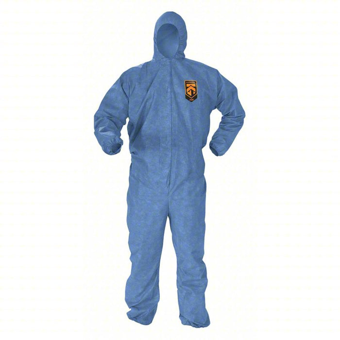 Hooded Chemical Resistant Coveralls: KleenGuard A60, Light Duty, Serged Seam, 24 PK