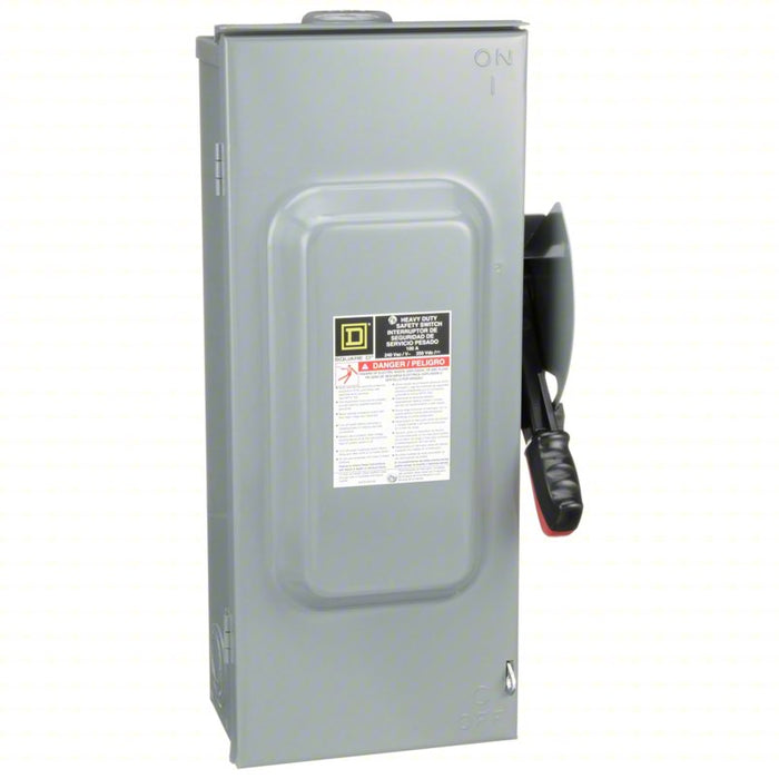 Safety Switch: Fusible, 100 A, Three Phase, 240V AC, Galvanized Steel, Indoor/Outdoor