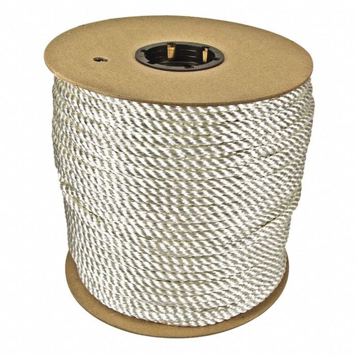 Rope: 3/8 in Rope Dia, White, 600 ft Rope Lg, 322 lb Working Load Limit, Twisted