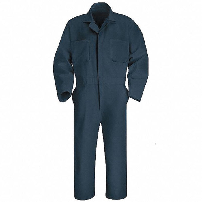 Coverall: 2XL ( 50 1/2 in x 52 in ), Navy, Tall, Cotton/Polyester, Zipper, 7 Pockets
