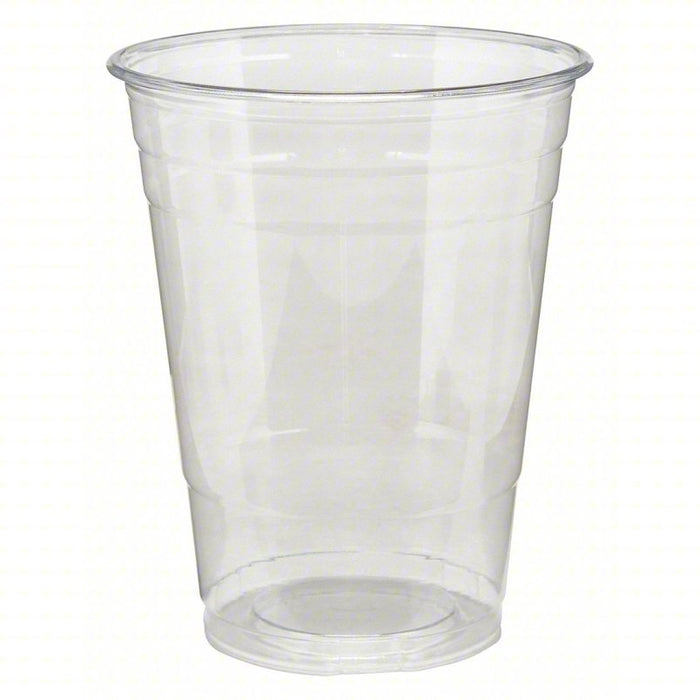 Disposable Cold Cup: 16 oz Capacity, Clear, Plastic, Individually Wrapped, Patternless, 500 PK