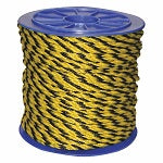 Rope: 5/16 in Rope Dia, Black/Yellow, 600 ft Rope Lg, 160 lb Working Load Limit, Twisted