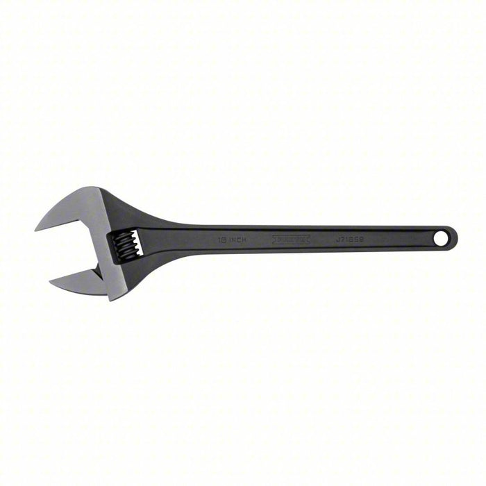 Adjustable Wrench: Alloy Steel, Black Oxide, 18 7/32 in Overall Lg, 2 15/32 in Jaw Capacity