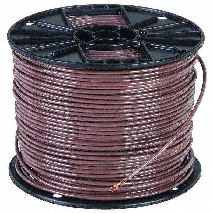 Building Wire: 14 AWG Wire Size, 1 Conductors, Brown, 500 ft Lg, Stranded, Nylon, PVC