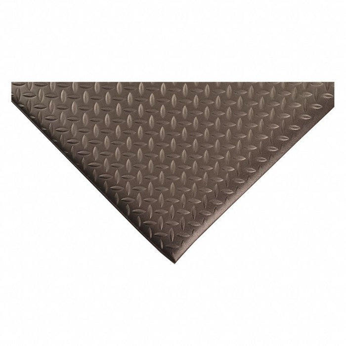 Antifatigue Mat: Diamond Plate, 2 ft x 3 ft, 1/2 in Thick, Black, PVC Foam, Beveled Edge