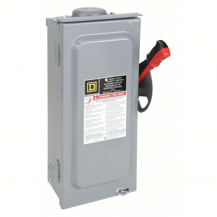 Safety Switch: Fusible, 30 A, Three Phase, 600V AC, Galvanized Steel, Indoor/Outdoor