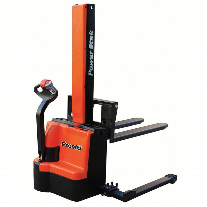 Powered Straddle Stacker: 2,200 lb Load Capacity, 42 in x 6 in, 3 1/4 in to 5 ft 2 in
