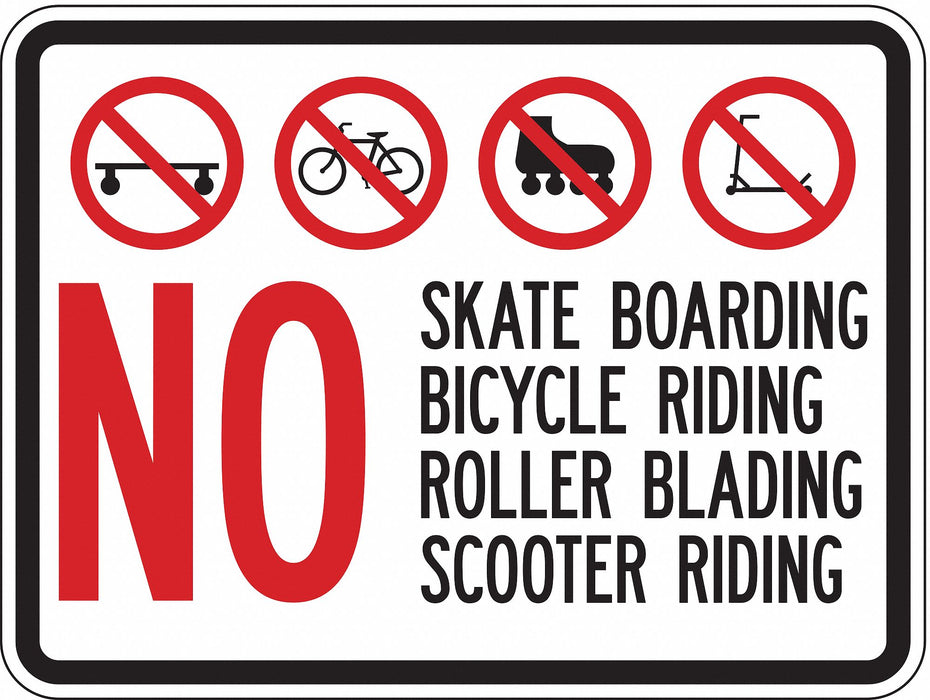 D9698 Rflctv No Skateboards Sign 18x24in Alum