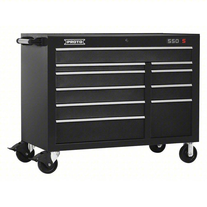Rolling Tool Cabinet: Gloss Black, 50 in W x 25 1/4 in D x 41 in H, Black, Ball Bearing, Keyed
