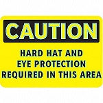 BRADY Hard Hat Required  Sign, 7 x 10In, BK/YEL, ENG, Text