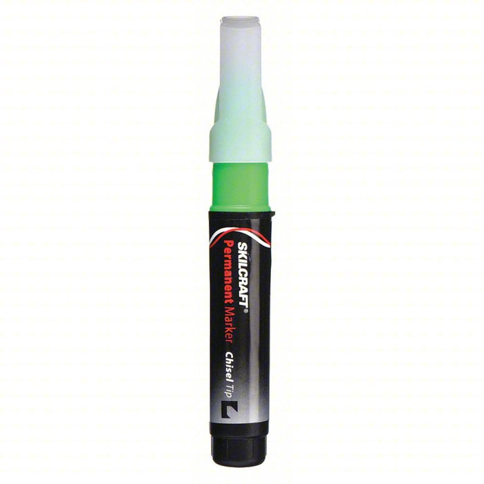 Permanent Marker: Chisel, Capped, Green, Wide, 12 PK