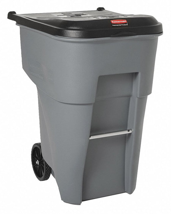 Rollout Trash Can: BRUTE(R), Gray, 50 gal Capacity, 24 in Wd/Dia