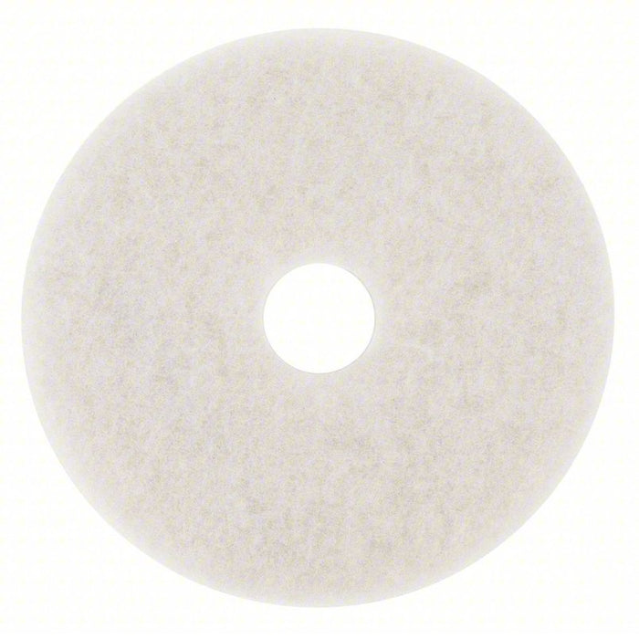 Polishing Pad: White, 24 in Floor Pad Size, 175 to 600 rpm, Non-Woven Polyester Fiber, 5 PK