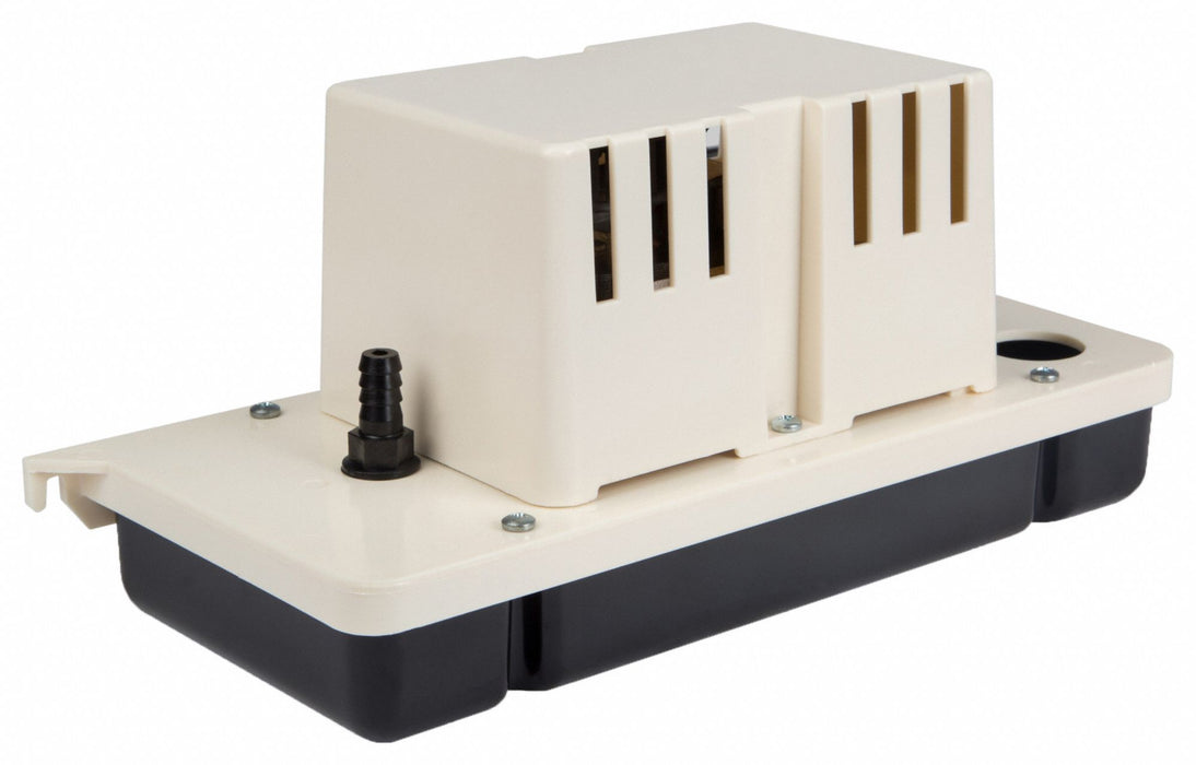 Condensate Removal Pump: Low Profile, 1/2 gal Tank, 1/30 hp, 115V AC, 20 ft Max. Head