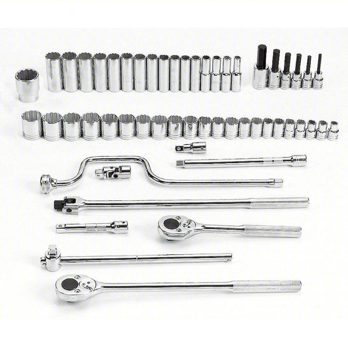 Socket Wrench Set: 1/2 in Drive Size, 54 Pieces, 10 mm to 36 mm Socket Size Range