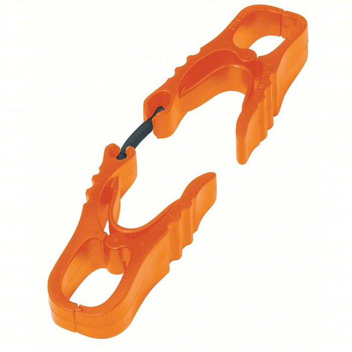 Glove Holder Clip: Plastic, Plastic, 6 1/2 in Lg, 0.75 in Max Clip Opening, MCR Safety, Orange